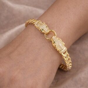 Panthere Elegant Gold Crystal Bangle Bracelet